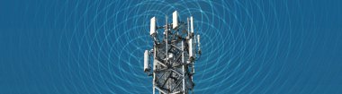 Transmission tower and radiation, banner format