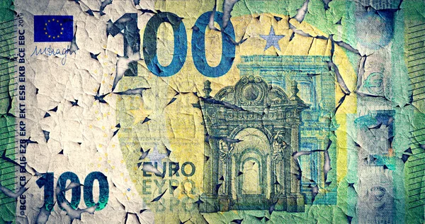 Zvětralá Bankovka 100 Euro — Stock fotografie