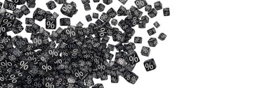 Exploding black discount cubes with percent symbols clipart
