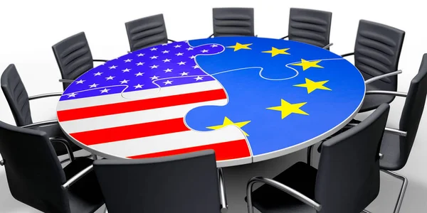 Ηπα Και Ευρώπη Στο Τραπέζι Των Διαπραγματεύσεων — Φωτογραφία Αρχείου