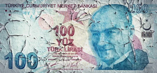 Ξεπερασμένο Τραπεζογραμμάτιο 100 Τουρκικών Λιρών — Φωτογραφία Αρχείου