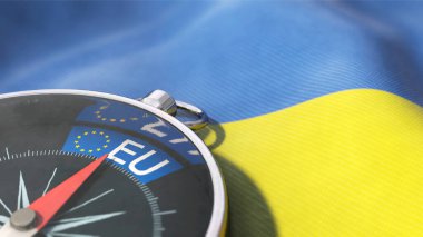 Ukrayna bayrağına pusula - Ukrayna AB yolunda