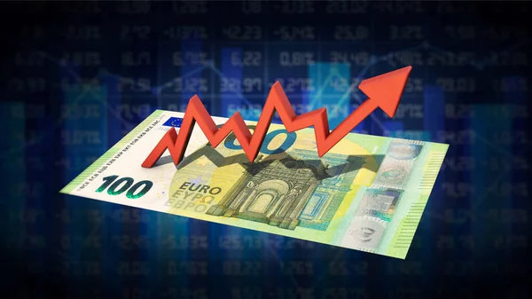 Grafico Crescente Sulla Banconota Euro — Foto Stock