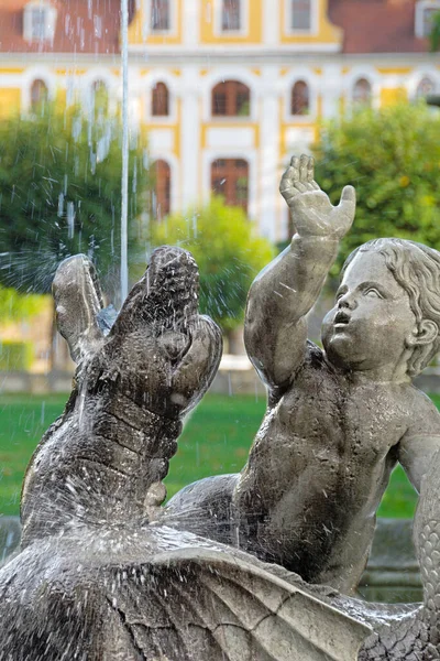 Historical Fountain Baroque Castle Neschwitz Background Portrait Format — ストック写真