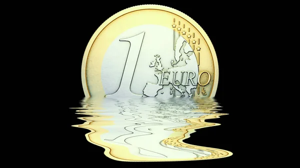 Euro coin melts - loss of value in the euro