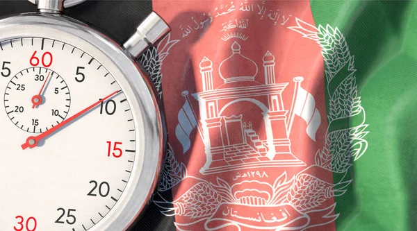 Symbolic Image Topic Afghanistan Time Stopwatch Lies Afghanistan Flag — 스톡 사진