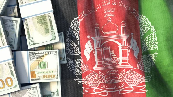 Долари Сша Афганському Прапорі — стокове фото