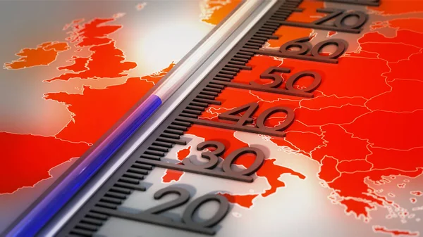 Termómetro Mapa Temperatura Europa — Fotografia de Stock