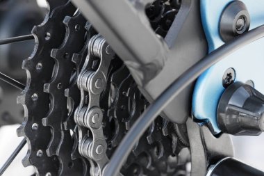 Detail view of bicycle gears and bicycle chain