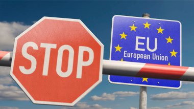 STOP işareti ve bilgi imzalı bariyer 