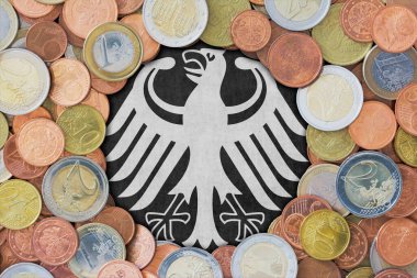 Alman federal kartalının etrafında Euro sikkeleri