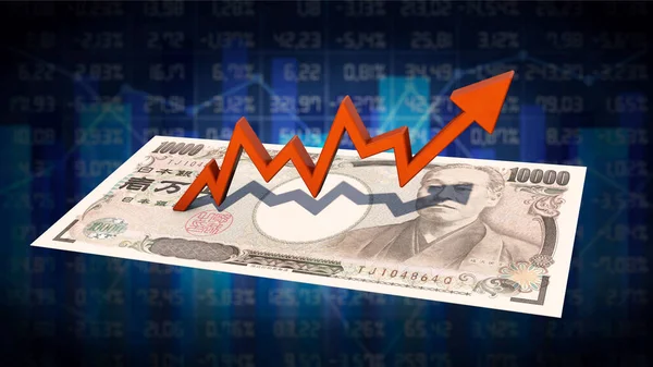 Steigende Kurve Auf Yen Schein — Stockfoto