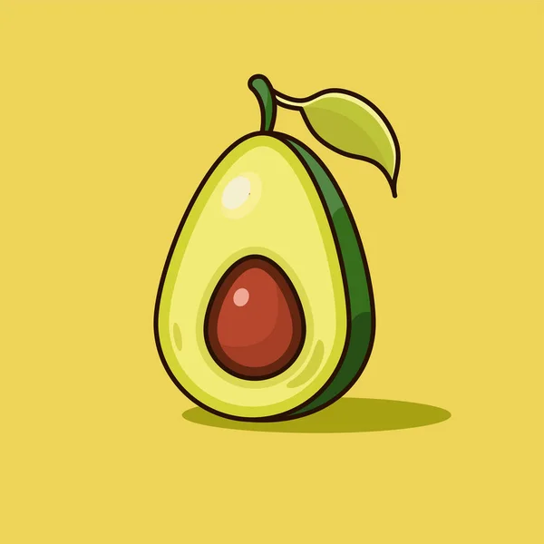Avocado Ripe Avocado Leaf Cut Half — Image vectorielle