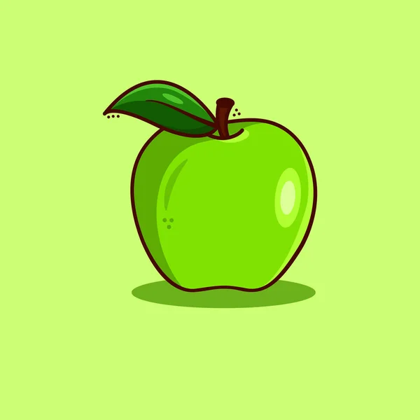 Green Apple Leaves Juicy Ripe Fruit — Vetor de Stock