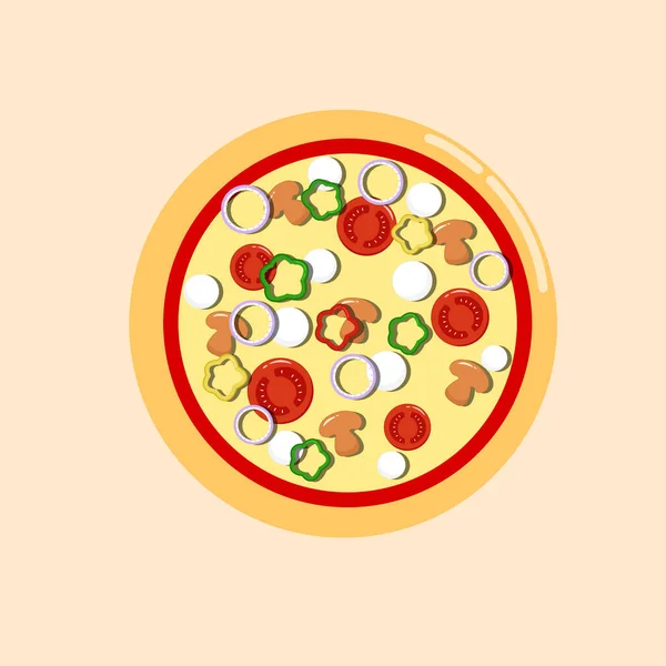 Pizza Veggie Crispy Crust Fast Food — ストックベクタ