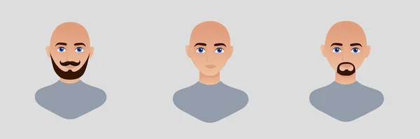 Portrait Bald Man Beard Flat Vector Illustration — Stock Vector