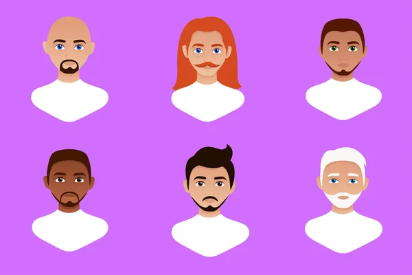 Nsan Avatarları Ayarlandı Kullanıcı Portreleri Çeşitli Insan Yüzü Simgeleri Erkek — Stok Vektör