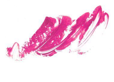 Beyaz arka planda parlak pembe ruj lekesi..