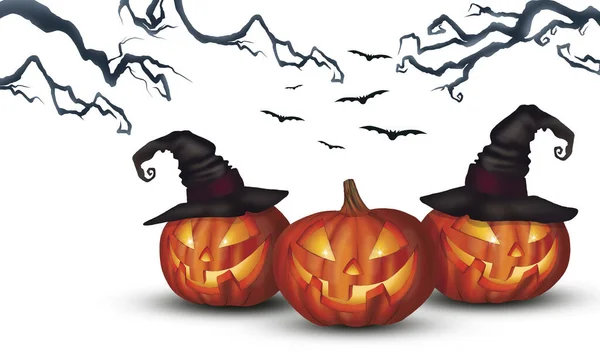 Halloween Pumpkins Ghost Pumpkin Bat Bat Vector Illustration — 스톡 사진