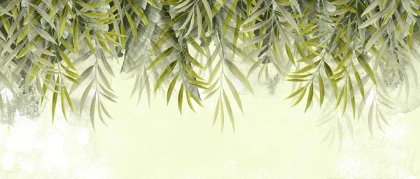 Тропические Пальмовые Листья Белом Фоне Векторная Иллюстрация Лицензионные Стоковые Изображения