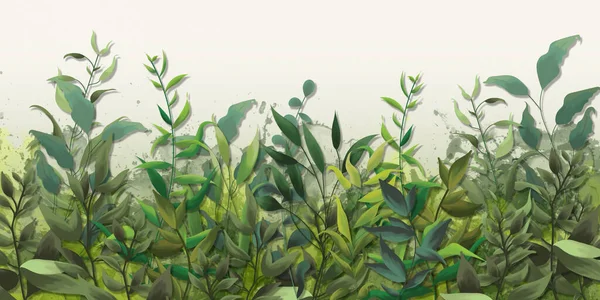 Зеленые Листья Саду Белом Фоне Лицензионные Стоковые Изображения