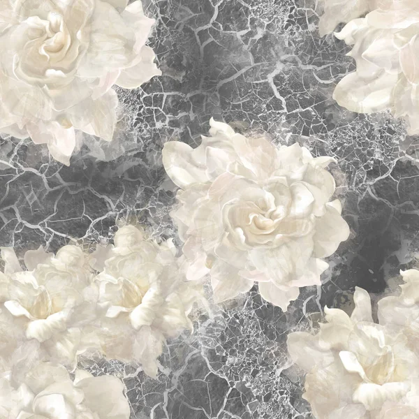Акварельные Розы Черном Текстурированном Фоне Сложенные Узор Белой Кружевной Тканью Лицензионные Стоковые Фото