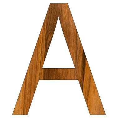 Tahta desenli A harfi - Beyaz arkaplan