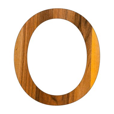 Büyük harf O - ahşap doku - beyaz arkaplan