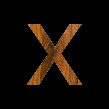 Tahta desenli X harfi - siyah arkaplan