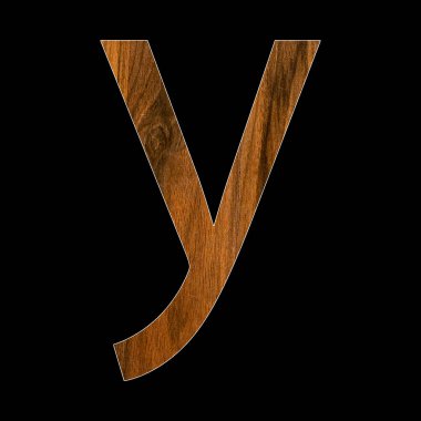 küçük harf y - ahşap doku - siyah arkaplan