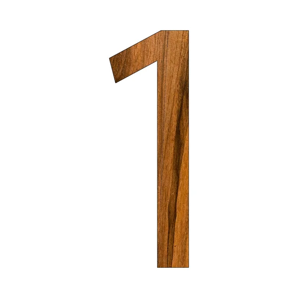 Numero Uno Nella Texture Del Legno Sfondo Bianco — Foto Stock