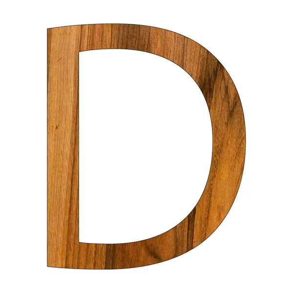 大写字母D 木制纹理 白色背景 — 图库照片