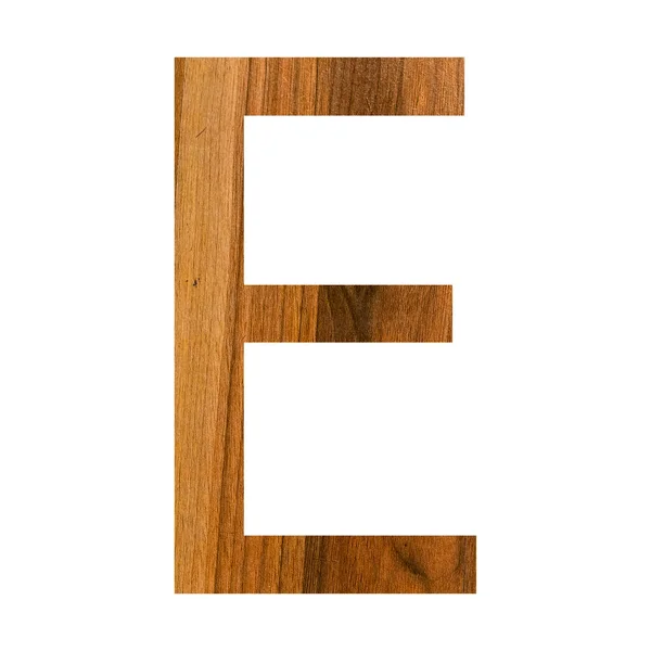 木の質感の文字E 白の背景 — ストック写真