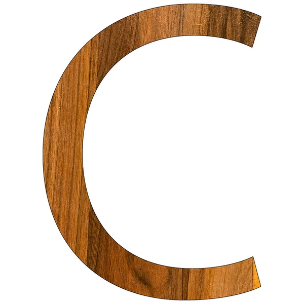 木材纹理字母C 白色背景 — 图库照片