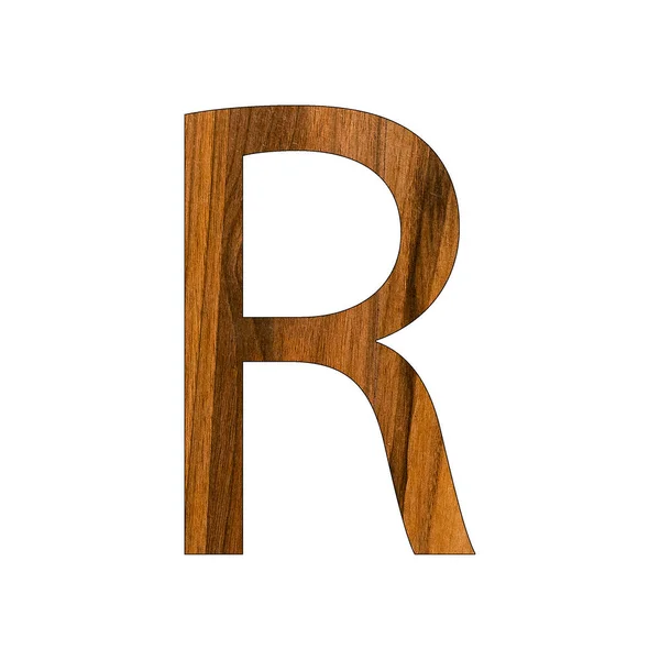 木の質感の文字R 白の背景 — ストック写真