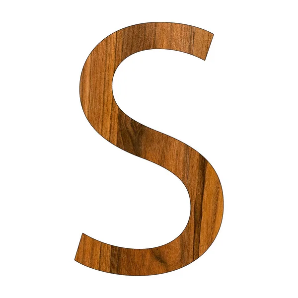 大写字母S 木制纹理 白色背景 — 图库照片