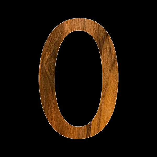 木のテクスチャの数値ゼロ 黒の背景 — ストック写真