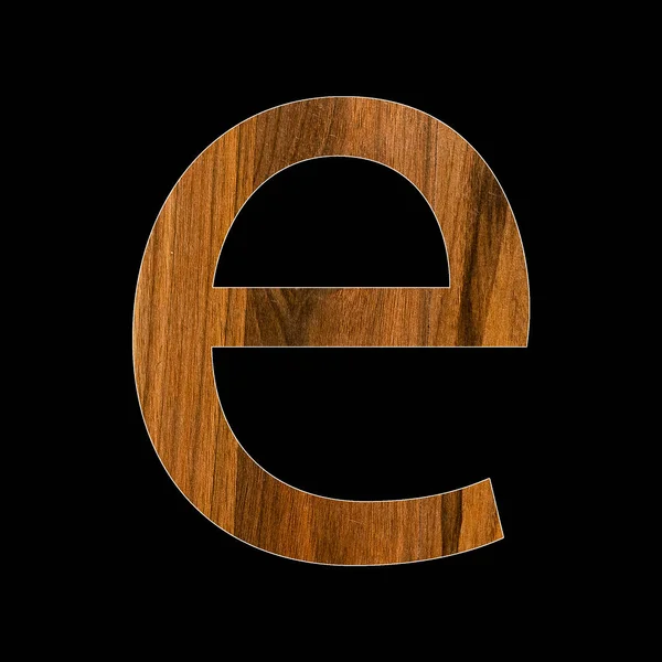 小文字E 木のテクスチャ 黒の背景 — ストック写真