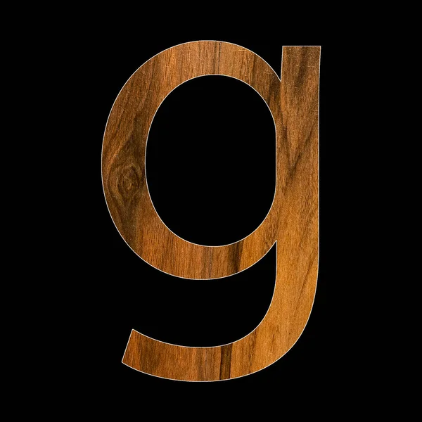 小文字G 木のテクスチャ 黒の背景 — ストック写真