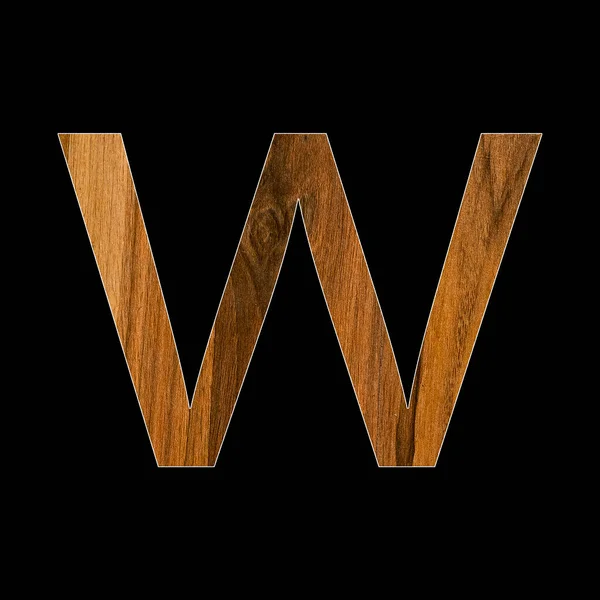 小写字母W 木制纹理 黑色背景 — 图库照片