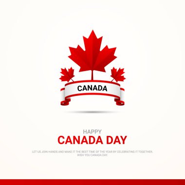 Kırmızı vektör illüstrasyonlu Mutlu Kanada Günü arkaplanı.