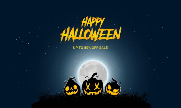 Halloween Creativo Banner Design Social Media Illustrazione — Vettoriale Stock