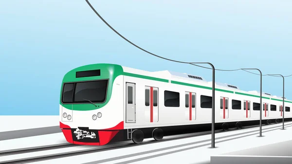 Bangladesh High Speed Metro Rail Night Version Illustration Transportation — Stock Vector