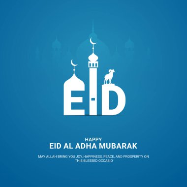 Kurban Bayramı Mübarek. Sosyal medya için yaratıcı tasarım. 3B illüstrasyonlar