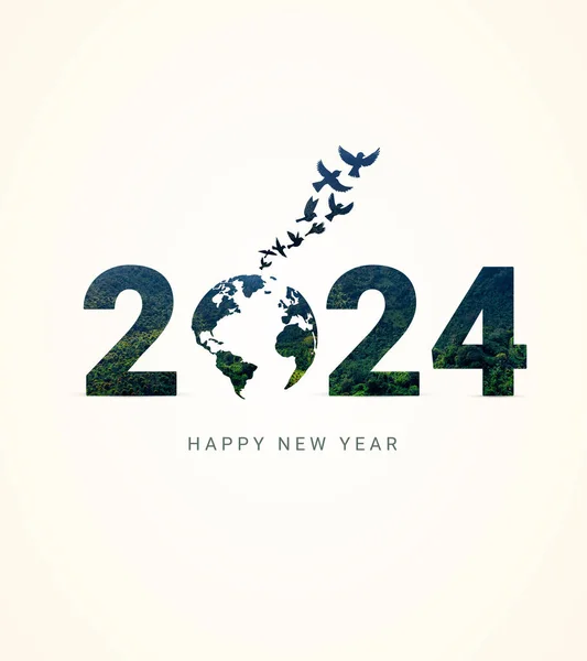 Groene Aarde 2024 Nieuwjaar 2024 Groene Recycling Het Redden Van — Stockfoto