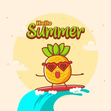 Merhaba yaz sörf ananas çizgi filmiyle