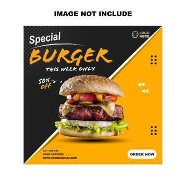 Sosyal medya burger sonrası siyah turuncu tema