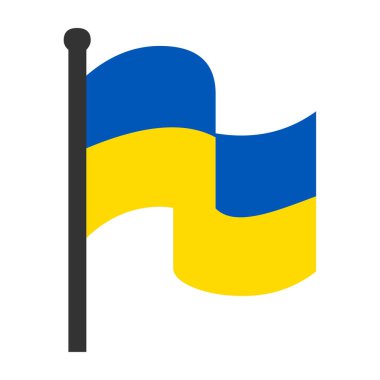 Ukrayna bayrağı ikonu. Sarı-mavi renklerin illüstrasyon pankartı. Amblem ua vektörünü imzala.