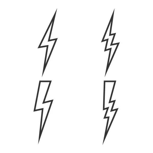 Icona Fulmine Bullone Set Simbolo Illustrazione Flash Tuono Segnala Vettore — Vettoriale Stock