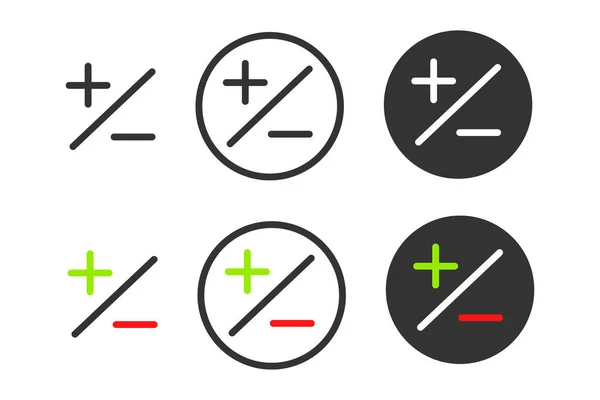 Más Icono Menos Símbolo Ilustración Positivo Negativo Signo Calculadora Vector — Vector de stock